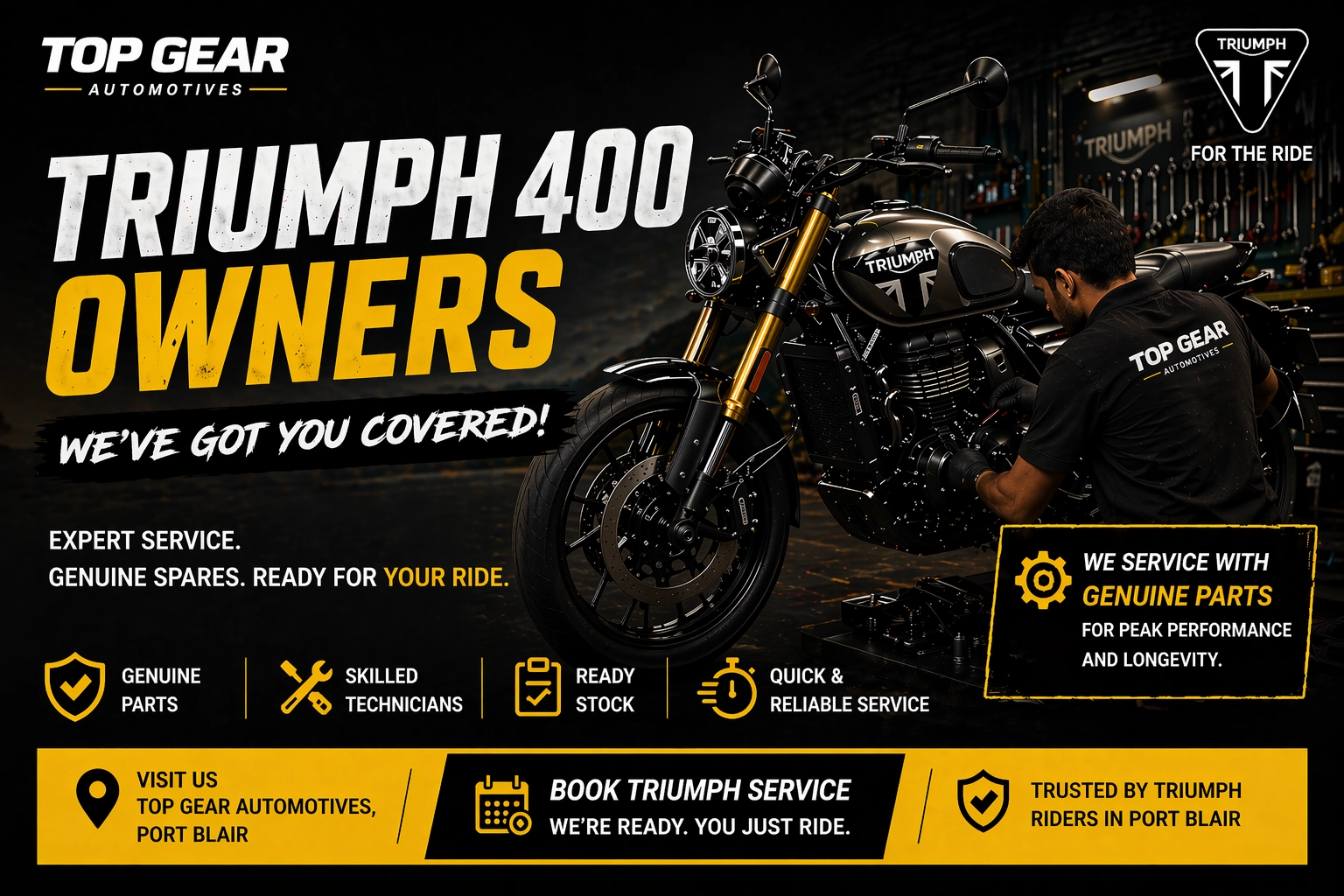 Triumph 400 bike service andaman