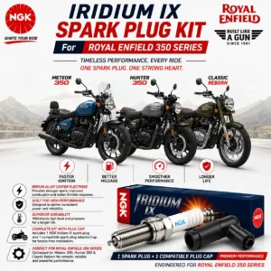 NGK Iridium spark plug kit with plug cap for meteor 350 hunter classic reborn bs6