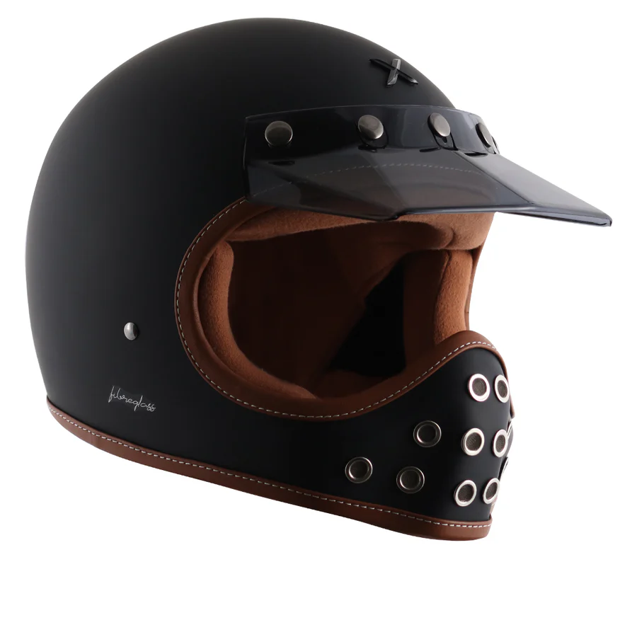 axor retro moto-x black helmet