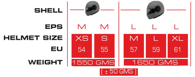 smk retro helmet size chart