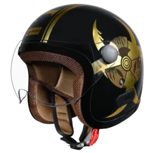 studds jet black gold helmet
