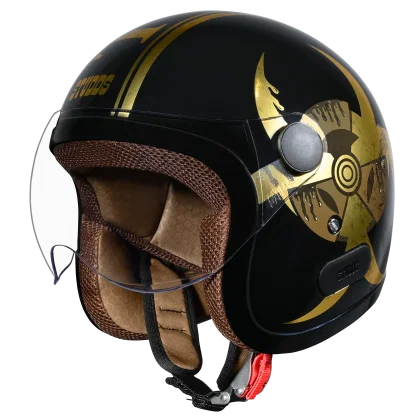 studds jet black gold helmet