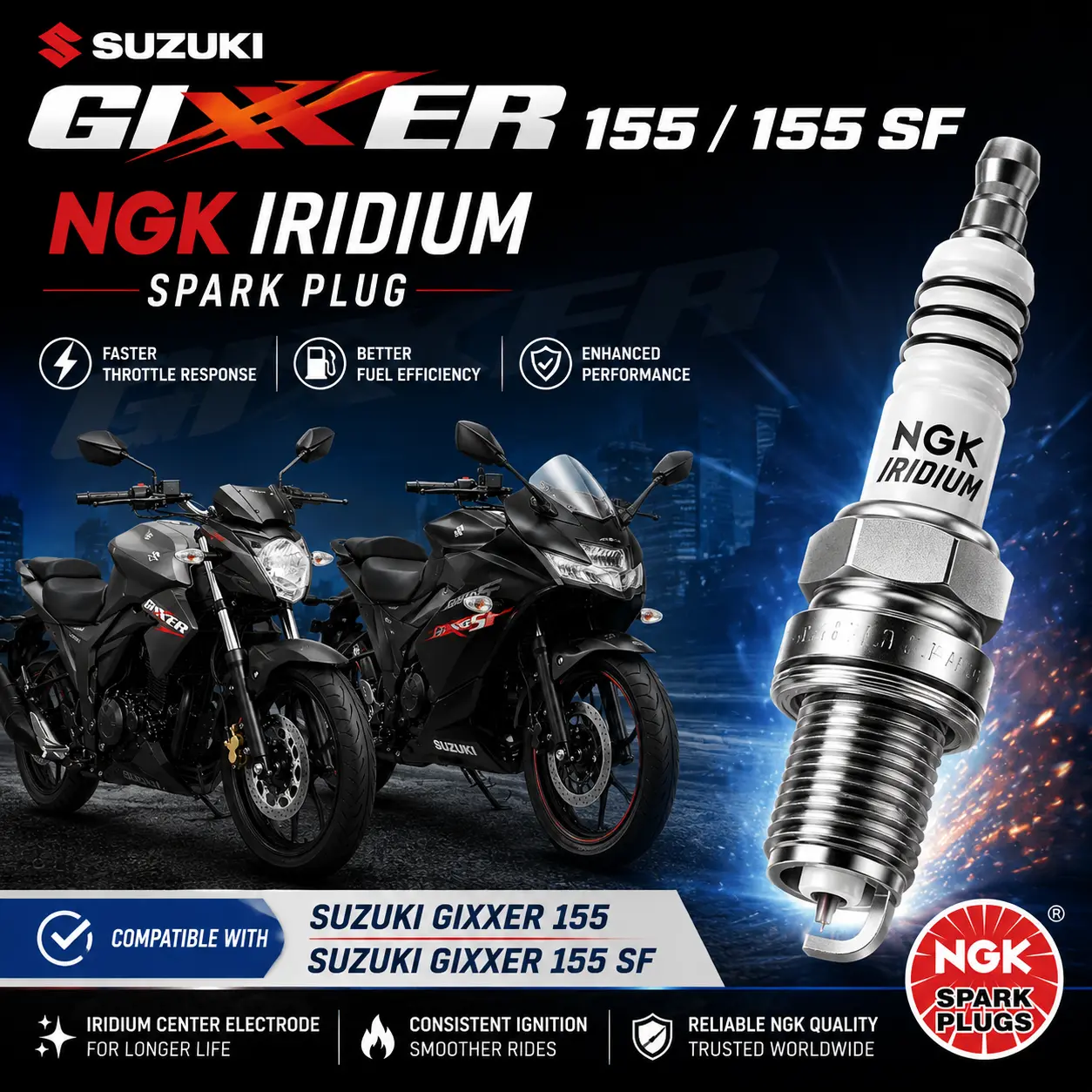 ngk iridium spark plug suzuki gixxer 150 155 andaman port blair rangat kadamtala