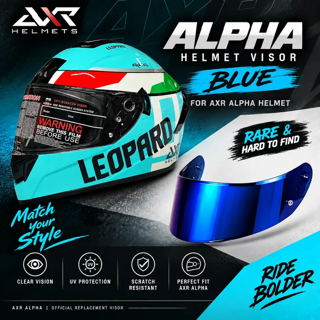 buy AXR leopard helmet blue smoke visor online