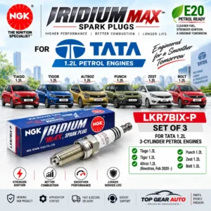 NGK LKR7BIX-P Iridium MAX spark plug set of 3 for Tata 1.2L revotron