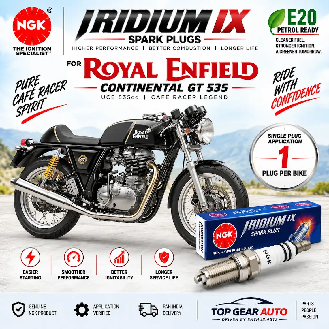 NGK Iridium spark plug for Royal Enfield Continental GT 535 andaman online