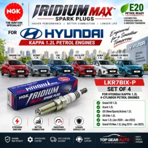 NGK LKR7BIX-P Iridium MAX spark plug set of 4 for Hyundai Kappa 1.2L