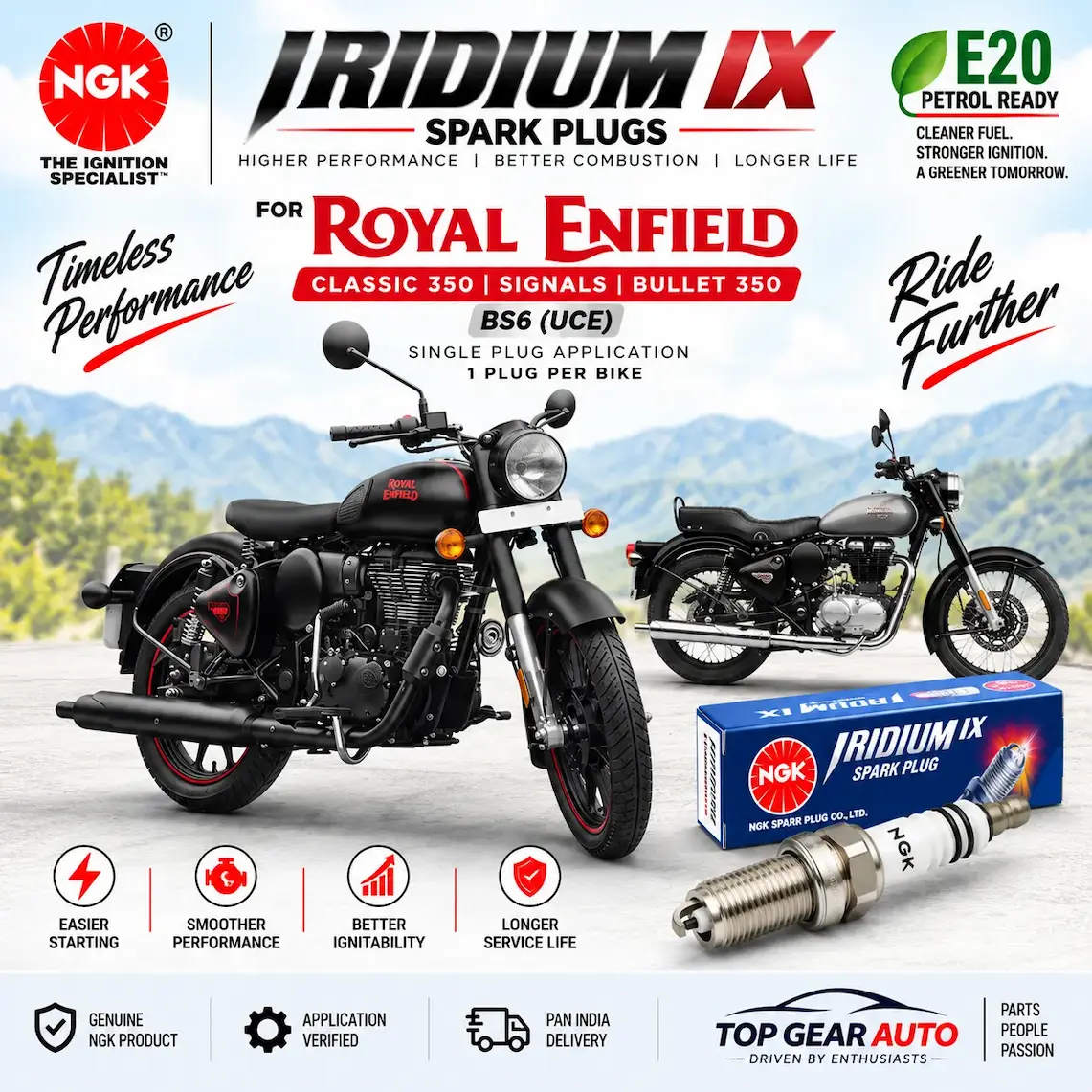 royal enfield classic 350 uce bs6 ngk iridium spark plug