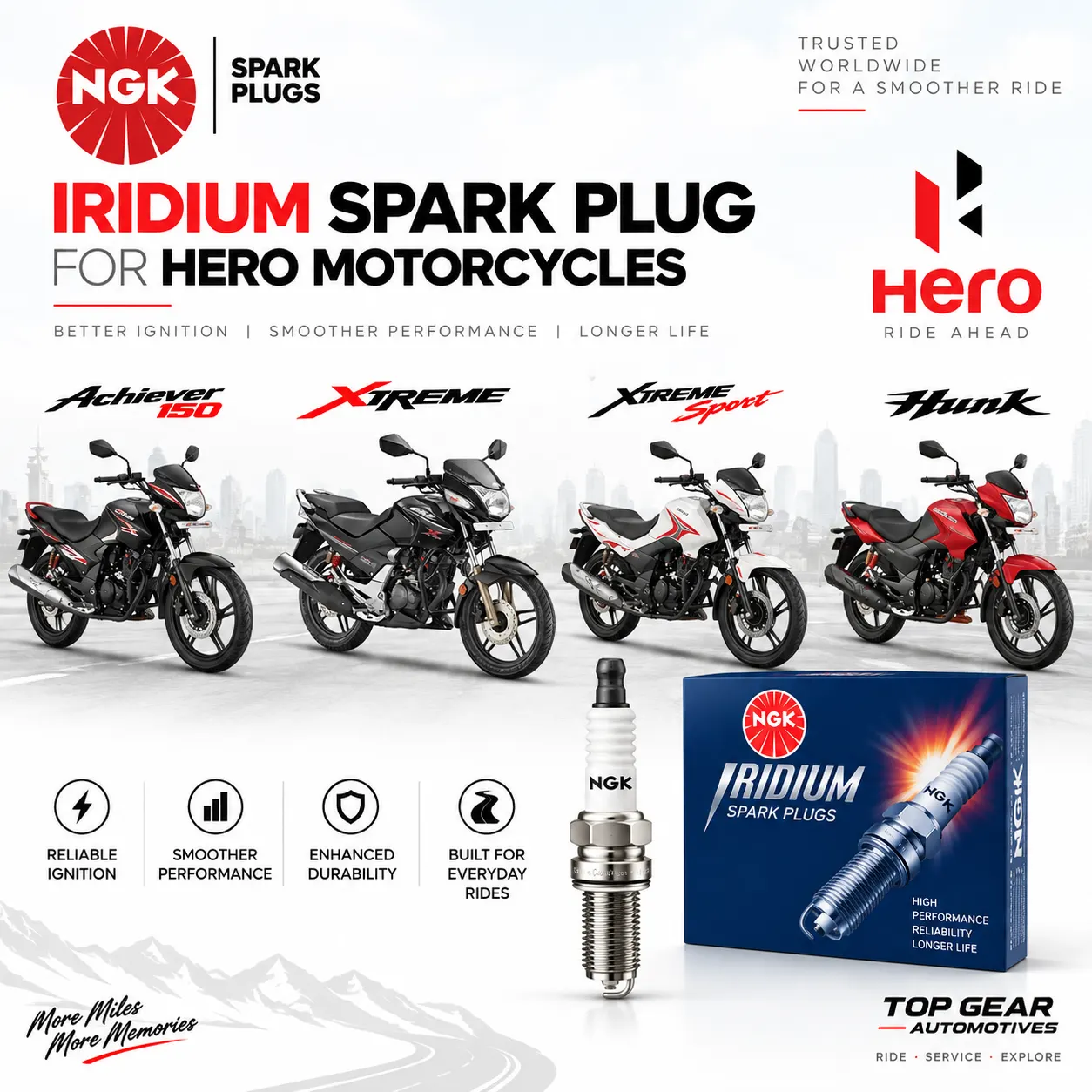 ngk iridium spark plug for hero achiever hunk xtreme andaman