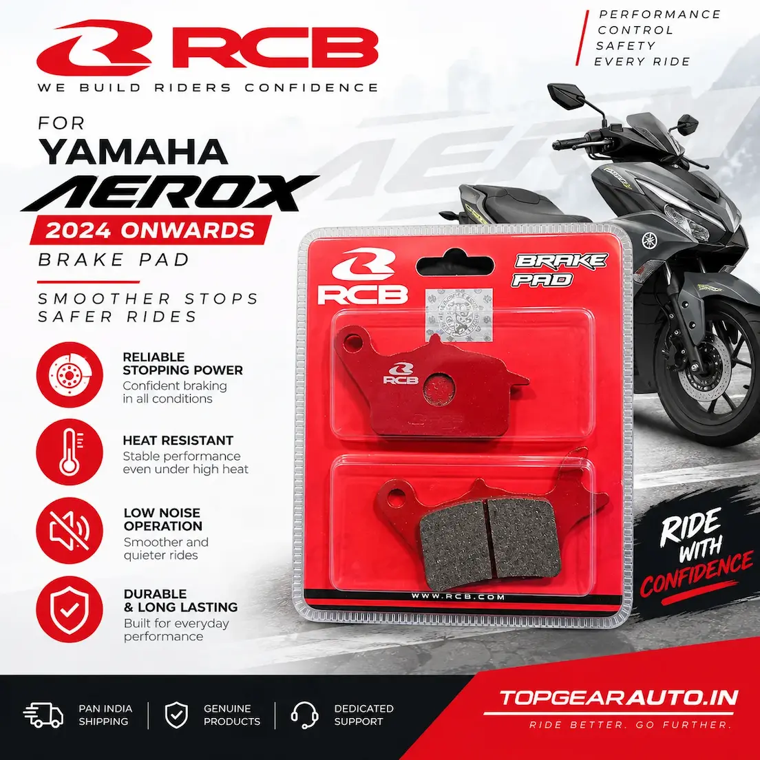 RCB 01DP012Z front brake pad for Yamaha Aerox 2024 onwards