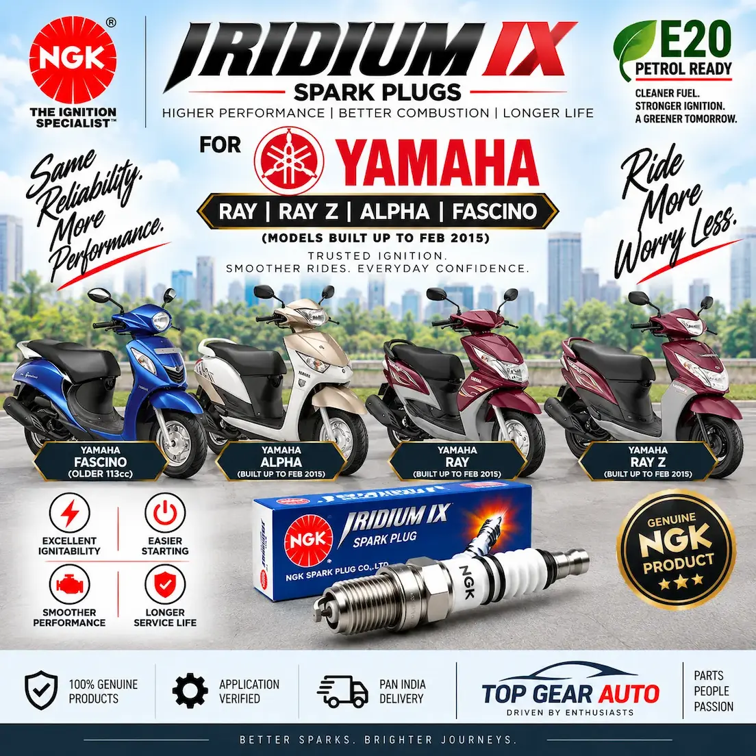 ngk iridium spark plug yamaha scooter rayz alpha fascino old