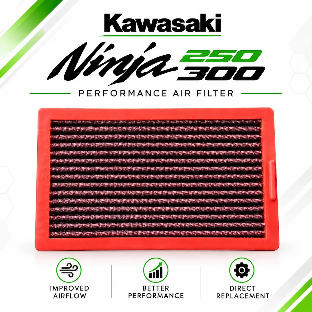 buy kawasaki ninja 250 300 stock replacement performance high flow air filter online