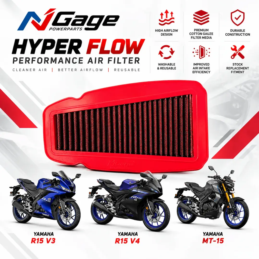NGage Hyper Flow Performance Air Filter for Yamaha R15 V3, V4, R15M & MT-15